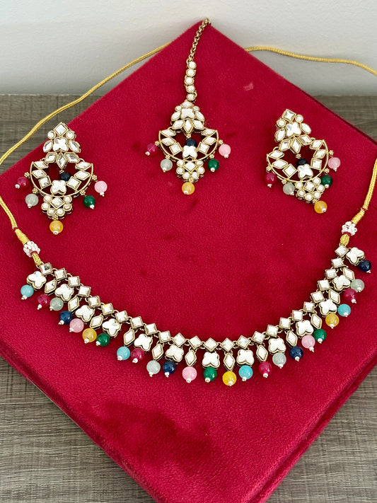 Multi colour necklace set with earrings, Code: E10